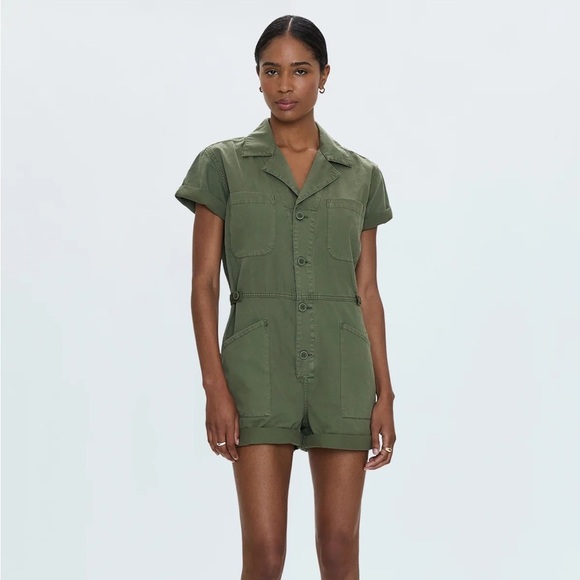Pistola olive green military-inspired Parkershort cargo romper - Small - Picture 1 of 5